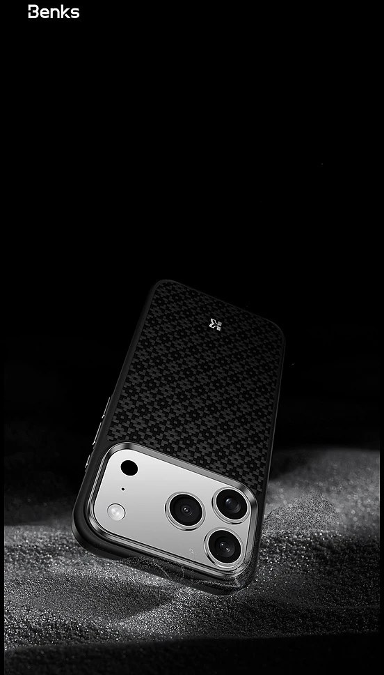 Benks Dėklas Magnetic Armor Pro Armor Grid Kevlar Metal Frame 600D (C.K.FL.AP.BK.B072) do Iphone 18 Pro/17 Pro juoda (Camera Control Button)