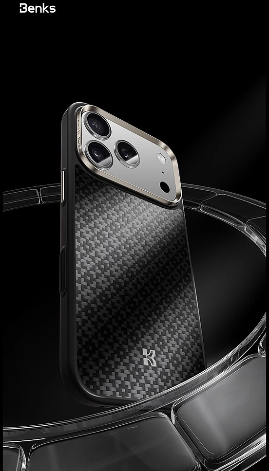 Dėklas Benks Magnetic Armor Pro Armor Grid Kevlar metalinis rėmelis 600D (C.K.FL.AP.BK.B072) skirtas Iphone 18 Pro/17 Pro juodas (Camera Control Button)