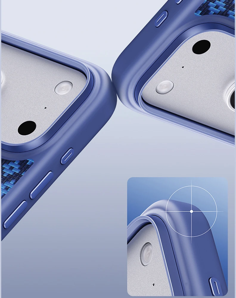 Benks Dėklas Magnetic Armor Pro Armor Grid Kevlar Metal Frame 600D (C.K.FL.AP.BE.B072) iPhone 18 Pro/17 Pro mėlynas (Camera Control Button)