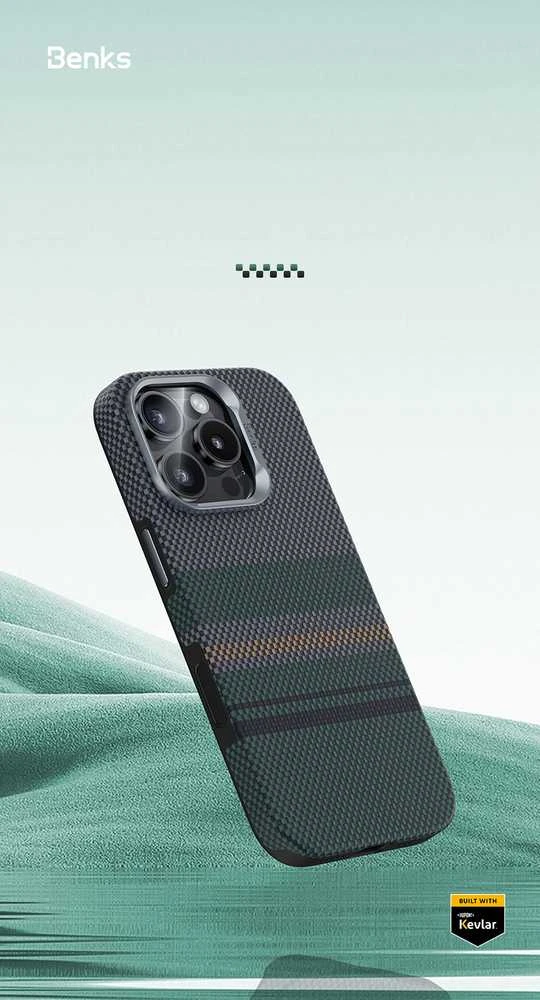 Benks Dėklas Magnetic Armor Pro Aurora Kevlar 600D (BC66) skirtas Apple iPhone 16 Pro Max (Camera Control Button)
