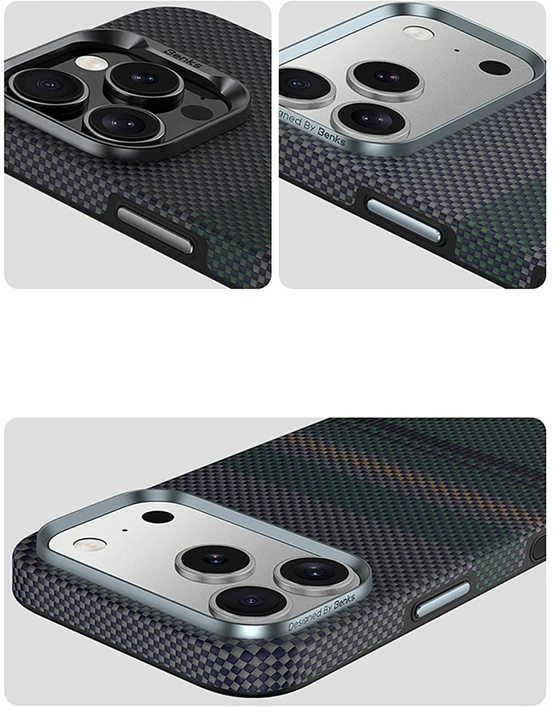 Benks Dėklas Magnetic Armor Pro Aurora Kevlar 600D (C.K.FL.AP.SR.A073) iPhone 18 Pro Max/17 Pro Max (Fotoaparato valdymo mygtukas)