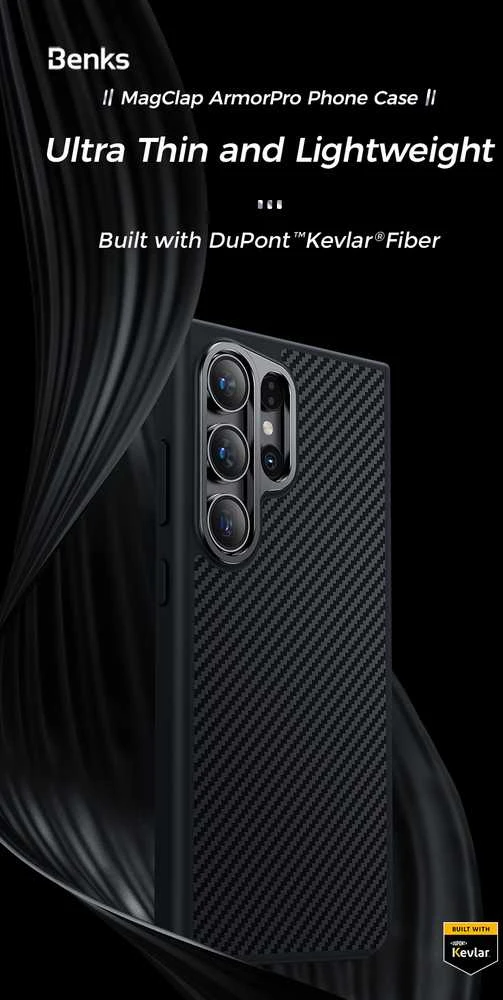Benks dėklas Magnetic Armor Pro Kevlar 600D (0041) skirtas Samsung Galaxy S24 Plus juodos spalvos