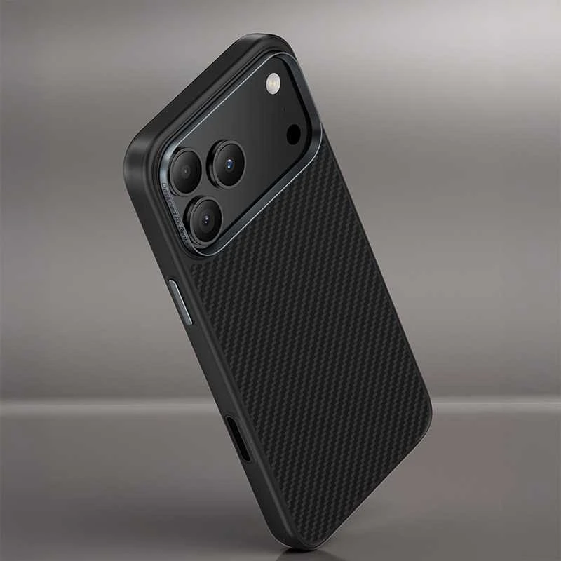 Benks Dėklas Magnetic Armor Pro Kevlar Metal Frame 600D (A070) skirtas Apple iPhone 17 Pro Max juodos spalvos (Camera Control Button)