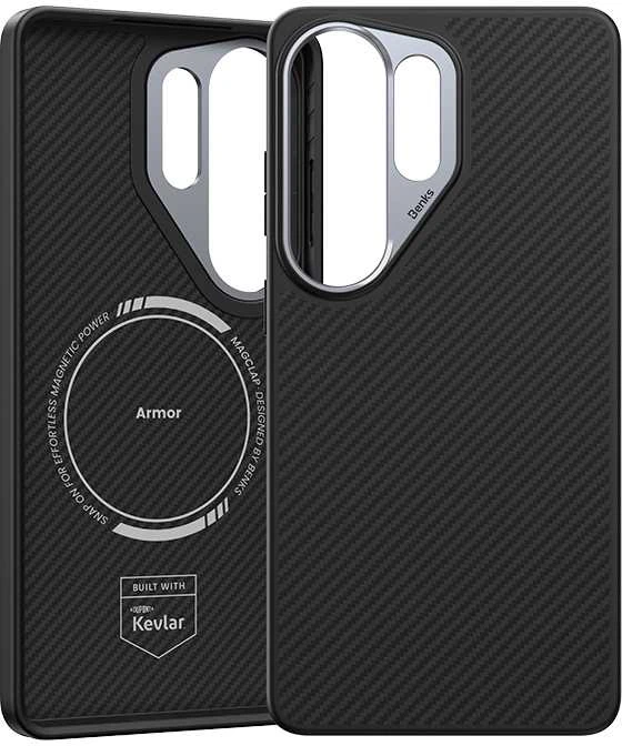 Benks dėklas Magnetic Armor Pro Kevlar Metal Frame 600D (G050) skirtas Samsung Galaxy S26 Ultra juodos spalvos