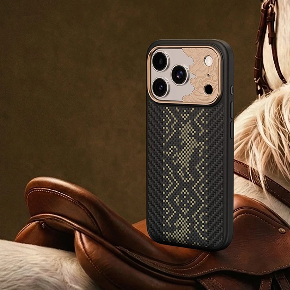 Benks Dėklas Magnetic Armor Pro Knight Kevlar Metal Frame (C.K.FL.AP.GD.B072) do Iphone 18 Pro/17 Pro juoda (Camera Control Button)