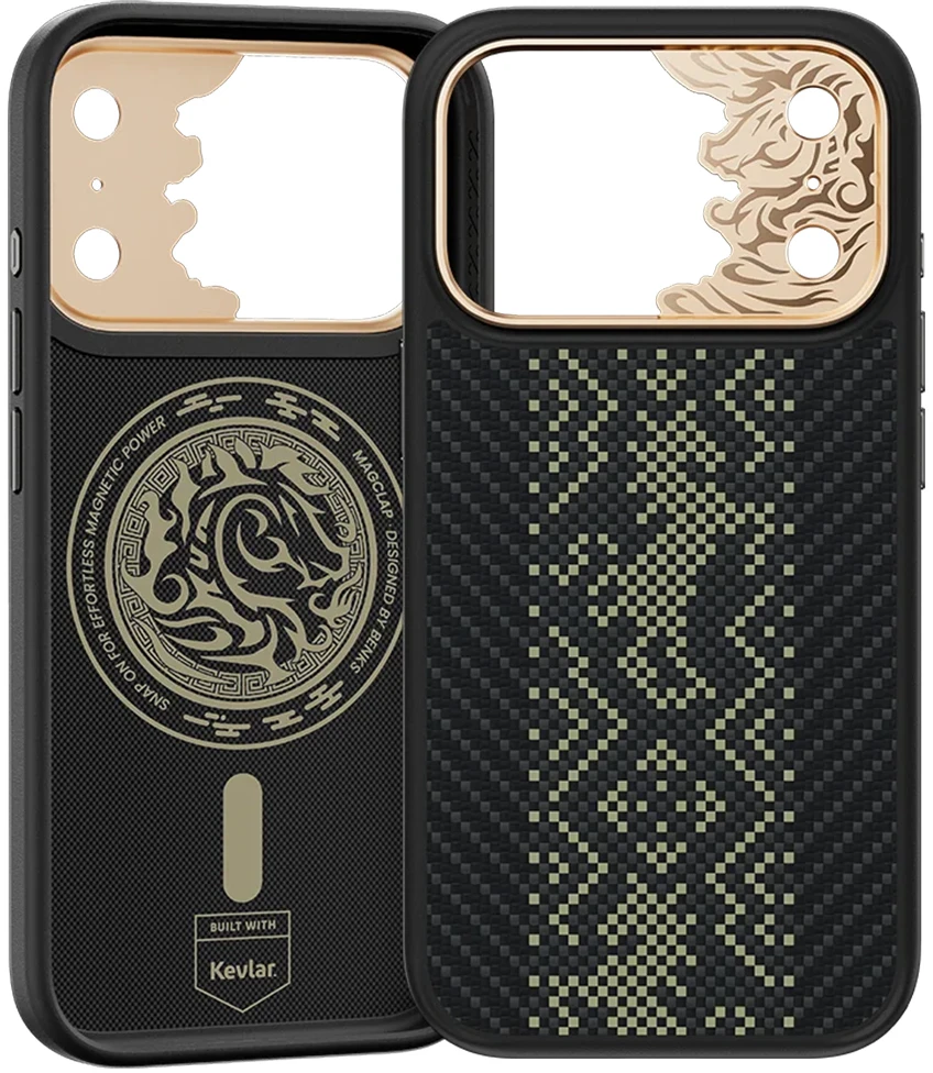 Benks Dėklas Magnetic Armor Pro Knight Kevlar Metal Frame (C.K.FL.AP.GD.B072) do Iphone 18 Pro/17 Pro juoda (Camera Control Button)