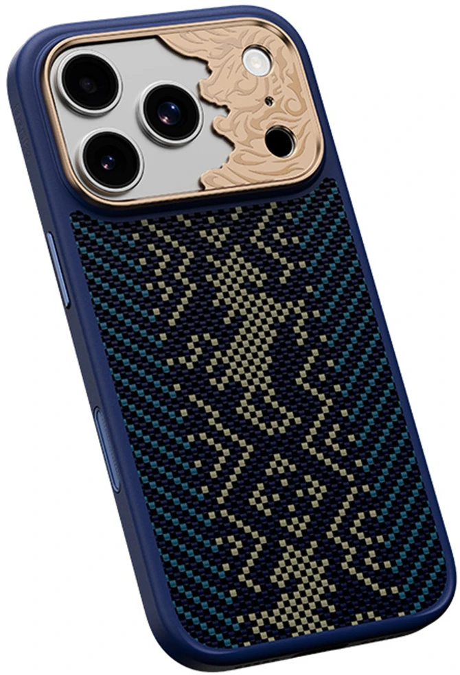 Benks Dėklas Magnetic Armor Pro Knight Kevlar Metal Frame (C.K.FL.AP.GD.BC72) do Iphone 18 Pro/17 Pro mėlyna (Camera Control Button)