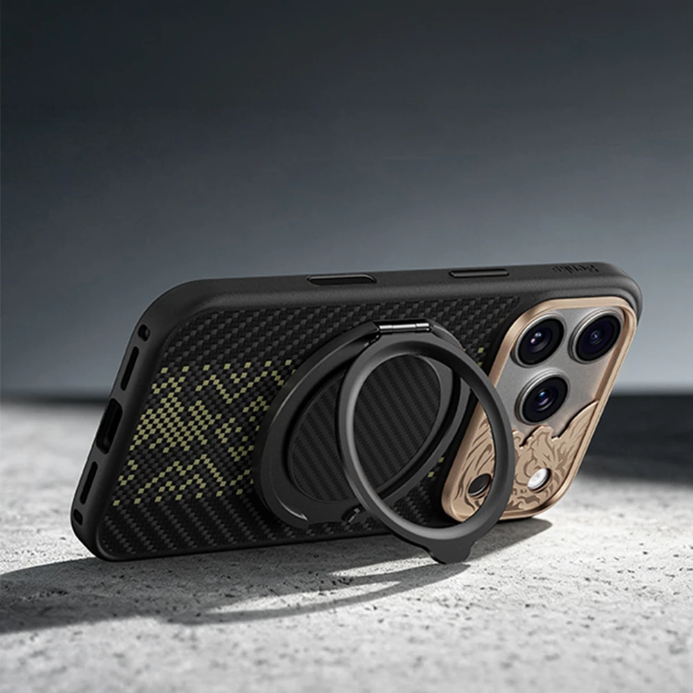 Benks Dėklas Magnetic Armor Pro Knight Kevlar Metal Frame (C.K.FL.AP.GD.B072) do Iphone 18 Pro/17 Pro juoda (Camera Control Button)