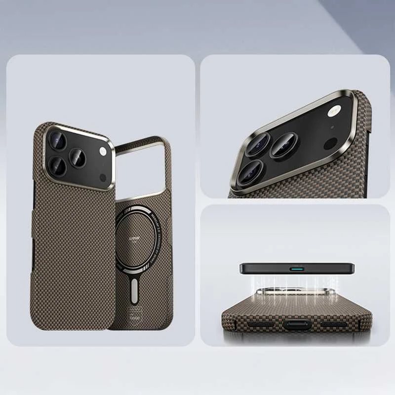 Benks Dėklas Magnetic Armor Tint Kevlar 1000D (0069) skirtas Apple iPhone 17 Pro aukso spalvos