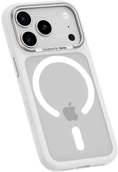 Benks Dėklas Magnetic Mist Metal Frame (0068) skirtas Apple iPhone 17 Air balta (Camera Control Button)