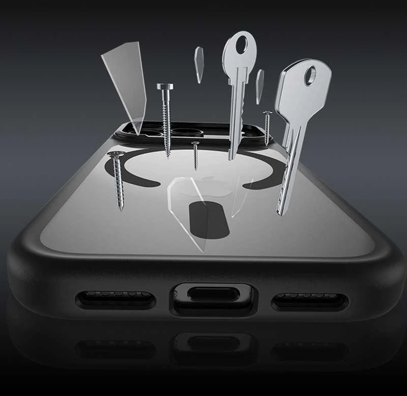 Benks Dėklas Magnetic Mist Metal Frame (0070) skirtas Apple iPhone 17 Pro Max juodos spalvos (Camera Control Button)