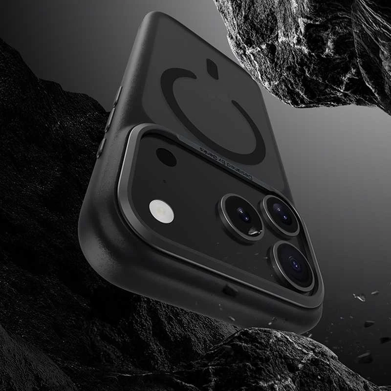 Benks Dėklas Magnetic Mist Metal Frame (0070) skirtas Apple iPhone 17 Pro Max juodos spalvos (Camera Control Button)