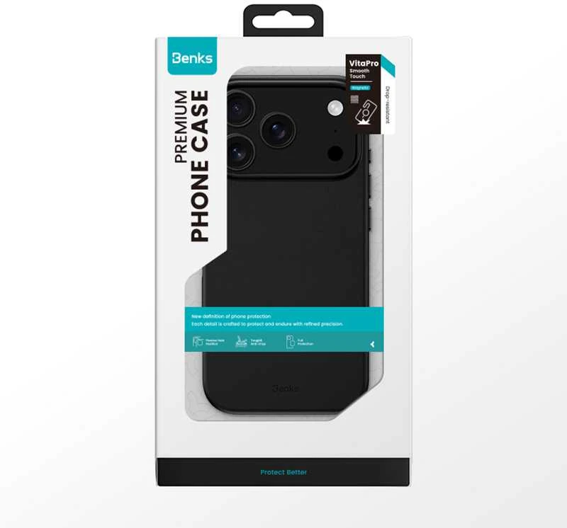 Benks Dėklas Magnetic Vita Pro Silicone (A069) skirtas Apple iPhone 17 Pro juodos spalvos (Camera Control Button)
