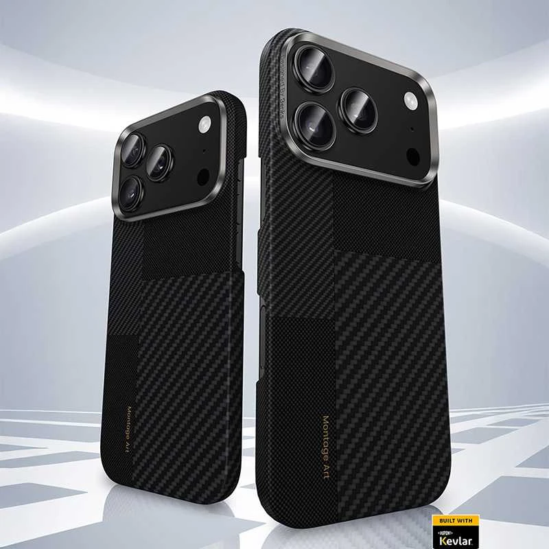 Benks Dėklas Montage Magnetic Armor Air Kevlar Metal Frame 600D+1500D (MB69) skirtas iPhone 17 Pro juodos spalvos