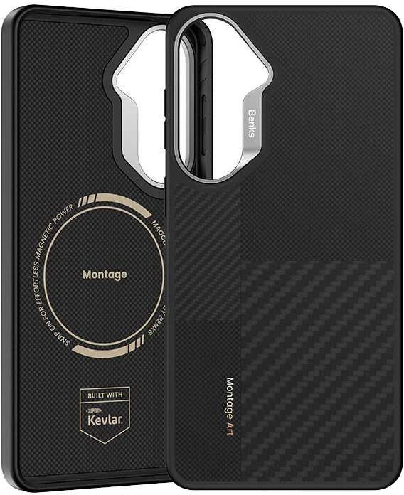 Benks dėklas Montage Magnetic Armor Pro Kevlar Metal Frame 600D+1500D (L048) skirtas Samsung Galaxy S26 juodos spalvos