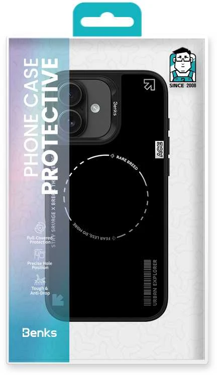 Benks Dynamic Minimalist dėklas skirtas Apple iPhone 16 juodos spalvos