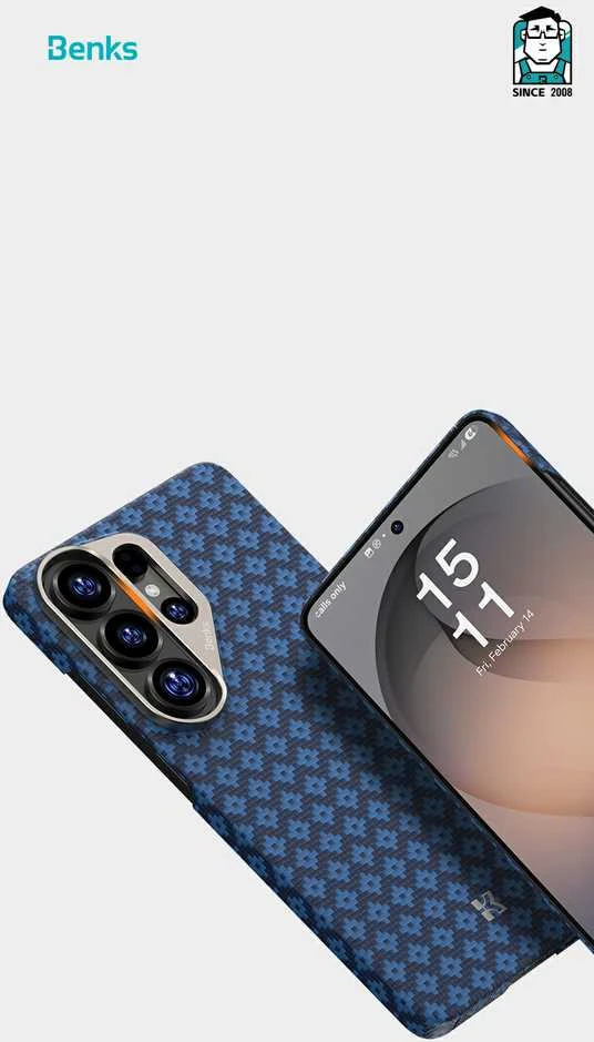 Mėlyna Benks Magnetic Armor Air Armor Grid Kevlar dėklas Metal Frame 600D (A049) skirtas Samsung Galaxy S26 Plus mėlynas