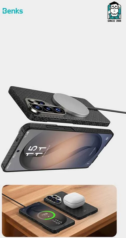 Benks Magnetic Armor Air Armor Grid Kevlar dėklas Metal Frame 600D (E048) skirtas Samsung Galaxy S26 juodas
