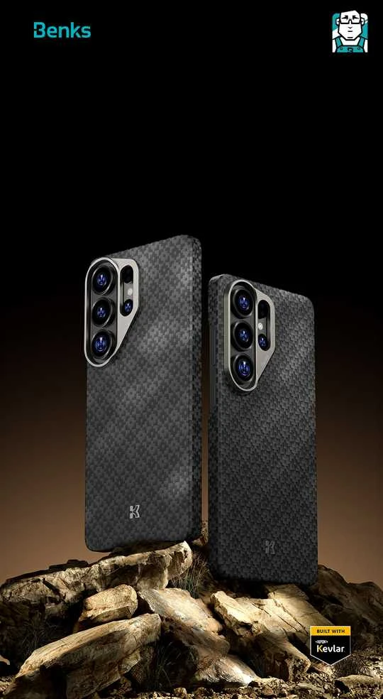 Benks Magnetic Armor Air Armor Grid Kevlar dėklas Metal Frame 600D (E049) skirtas Samsung Galaxy S26 Plus juodas