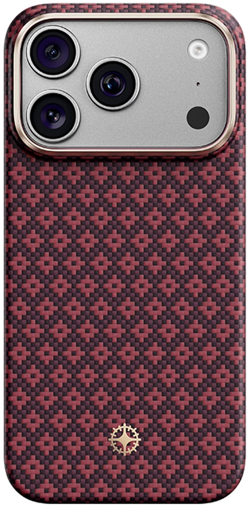 Benks Magnetic Armor Air Armor Grid Kevlar metalinis rėmelis 600D (C.K.FL.AP.JX.0073) dėklas, skirtas iPhone 18 Pro Max/17 Pro Max, bordo spalvos