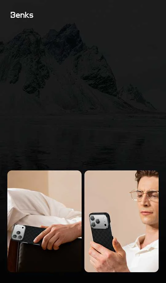 Benks Magnetic Armor Air Armor Grid Kevlar dėklas Metal Frame 600D (B070) skirtas Apple iPhone 17 Pro Max juodas