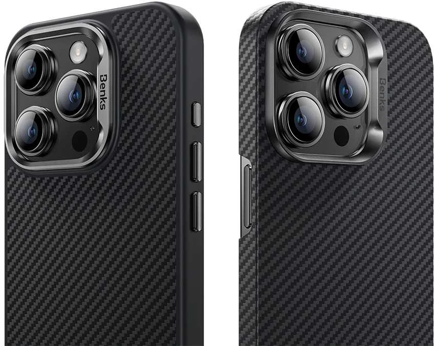 Benks Magnetic Armor Air Kevlar dėklas Metal Frame 600D Apple iPhone 15 Plus juodos spalvos