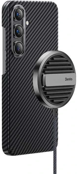Benks Magnetic Armor Air Kevlar dėklas Metal Frame 600D skirtas Samsung Galaxy S24 juodos spalvos
