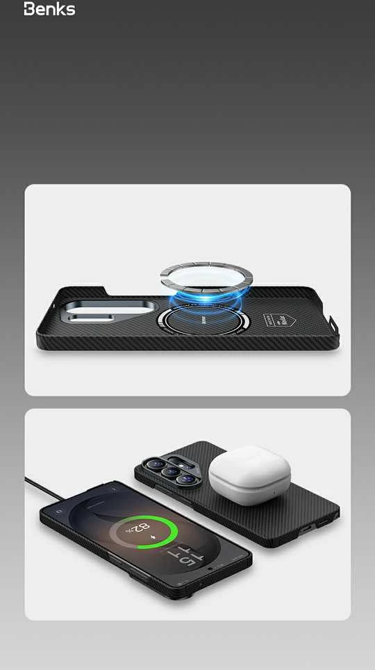 Benks Magnetic Armor Air Kevlar dėklas Metal Frame 600D (J048) skirtas Samsung Galaxy S26 juodas
