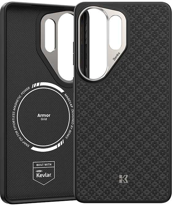 Benks Magnetic Armor Pro Armor Grid Kevlar dėklas Metal Frame 600D (H050) skirtas Samsung Galaxy S26 Ultra juodas