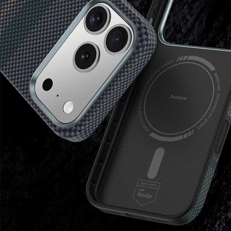Benks Magnetic Armor Pro Aurora Kevlar 600D dėklas (C069), skirtas iPhone 17 Pro (Camera Control Button)