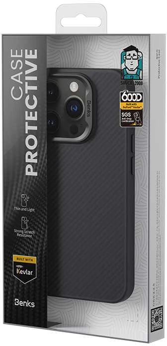 Benks Magnetic Armor Pro Camera Control Kevlar Case Metal Frame 600D (D065) Apple iPhone 16 Pro dėklas telefonui juodos spalvos