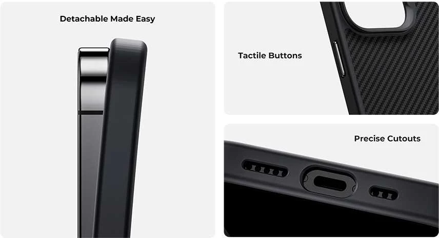 Benks Magnetic Armor Pro Camera Control Kevlar Case Metal Frame 600D (D065) Apple iPhone 16 Pro dėklas telefonui juodos spalvos