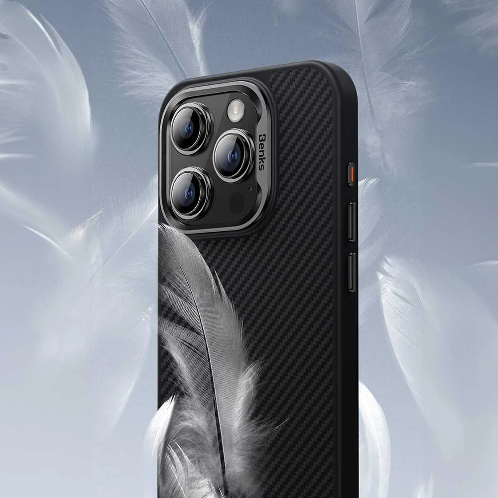 Benks Magnetic Armor Pro Kevlar dėklas Metal Frame 600D Apple iPhone 16 Plus juodos spalvos