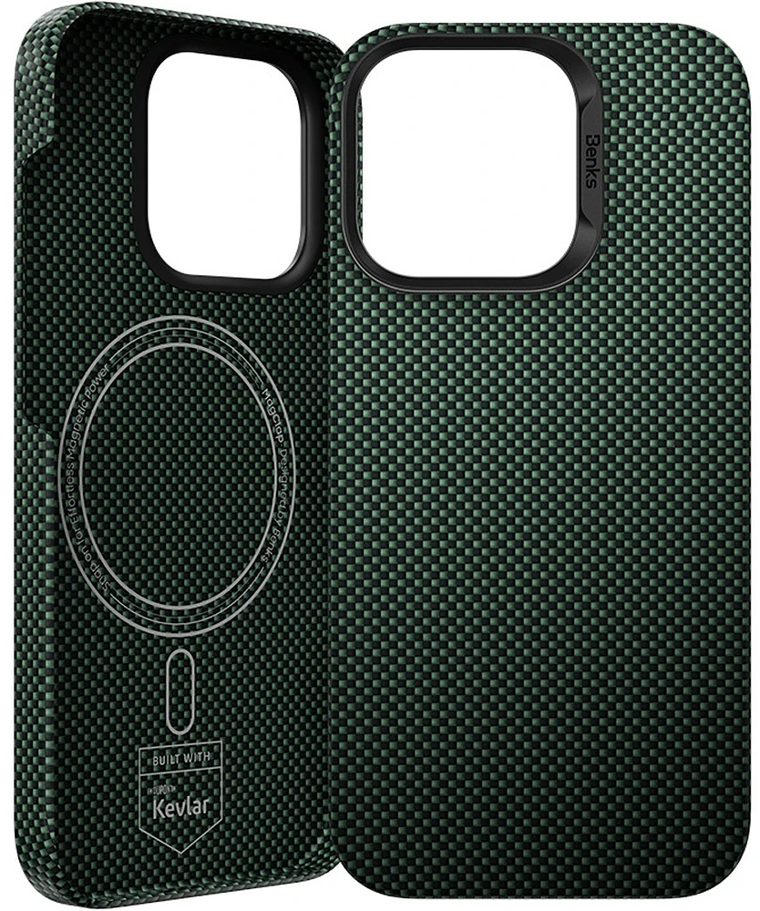 Dėklas Benks Magnetic Armor Tint Kevlar 1000D (0064) skirtas iPhone 16 Plus žalias