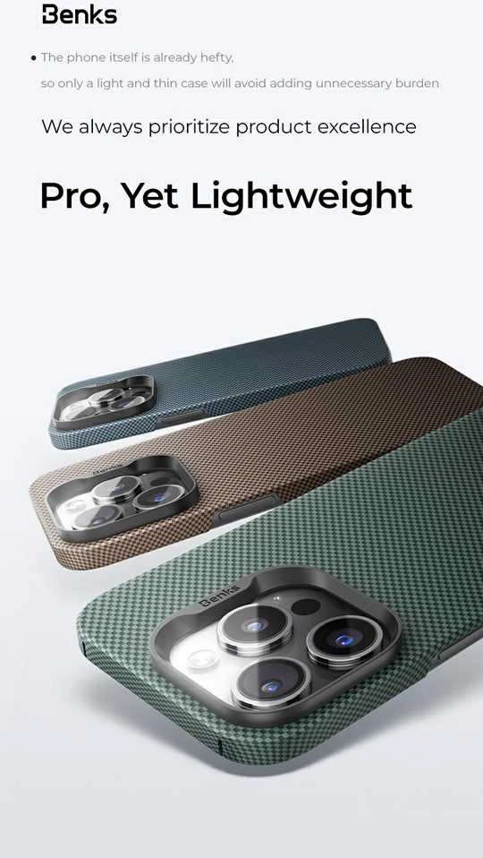 Dėklas Benks Magnetic Armor Tint Kevlar 1000D (S063) skirtas Apple iPhone 16 aukso spalvos
