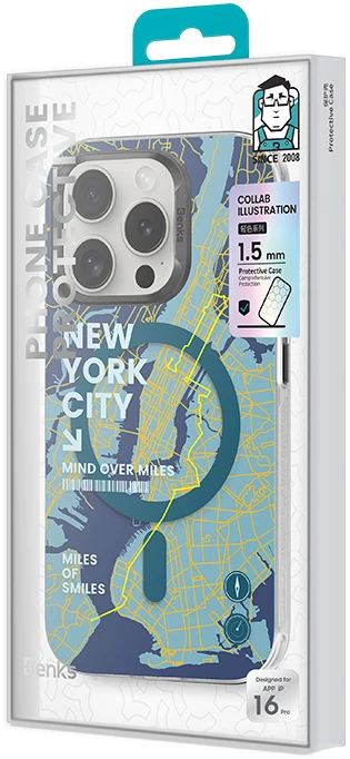 Benks Magnetic City New York dėklas skirtas Apple iPhone 16 Plus