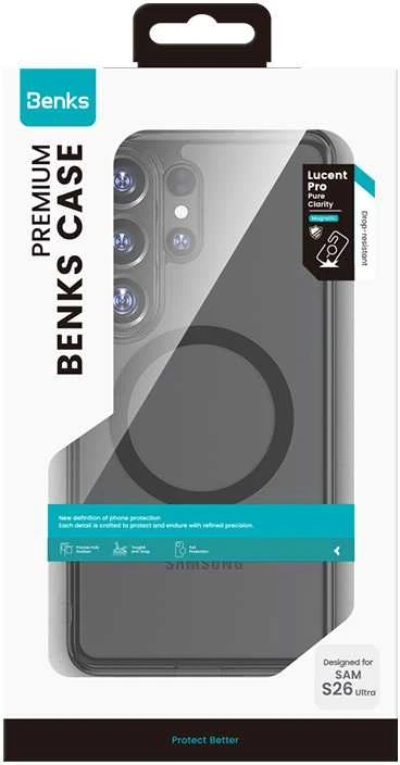 Benks Magnetic Crystal TPU Frame dėklas (0049) skirtas Samsung Galaxy S26 Plus juodos spalvos