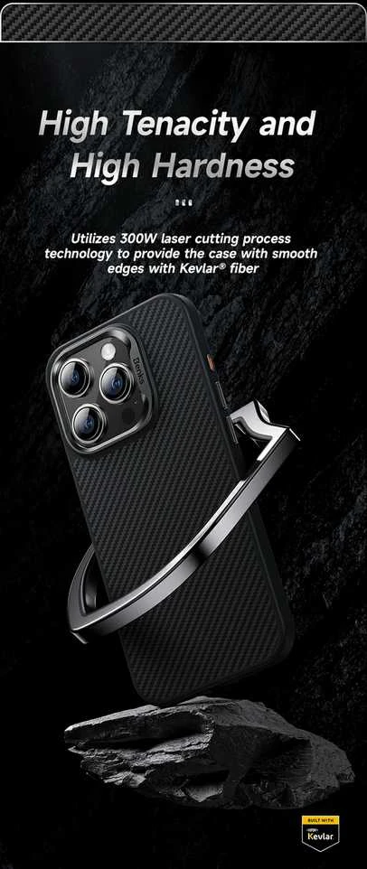 Benks Magnetic Hybrid Armor Pro Kevlar dėklas Metal Frame 600D Apple iPhone 15 Plus juodos spalvos