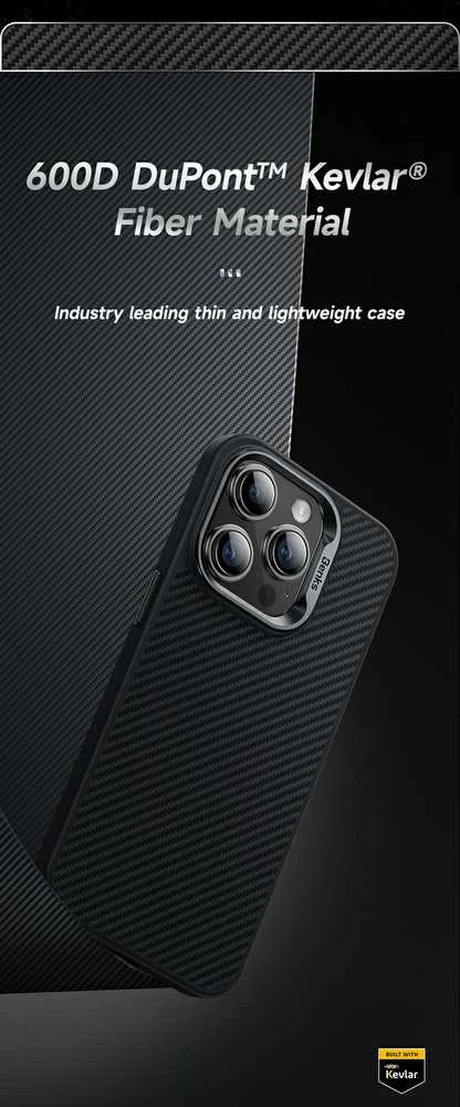 Benks Magnetic Hybrid Armor Pro Kevlar dėklas Metal Frame 600D Apple iPhone 15 Plus juodos spalvos