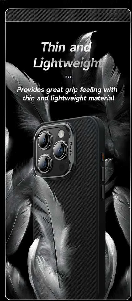 Benks Magnetic Hybrid Armor Pro Kevlar dėklas Metal Frame 600D Apple iPhone 15 Plus juodos spalvos