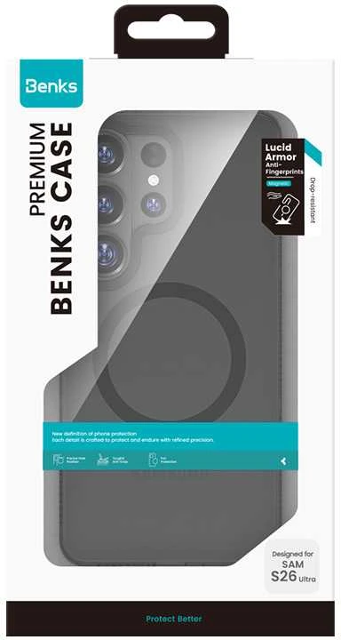 Benks Magnetic Lucid Armor dėklas (A049) skirtas Samsung Galaxy S26 Plus juodos spalvos