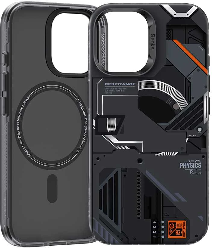 Benks Magnetic Mecha Series dėklas skirtas Apple iPhone 16 Plus juodos spalvos