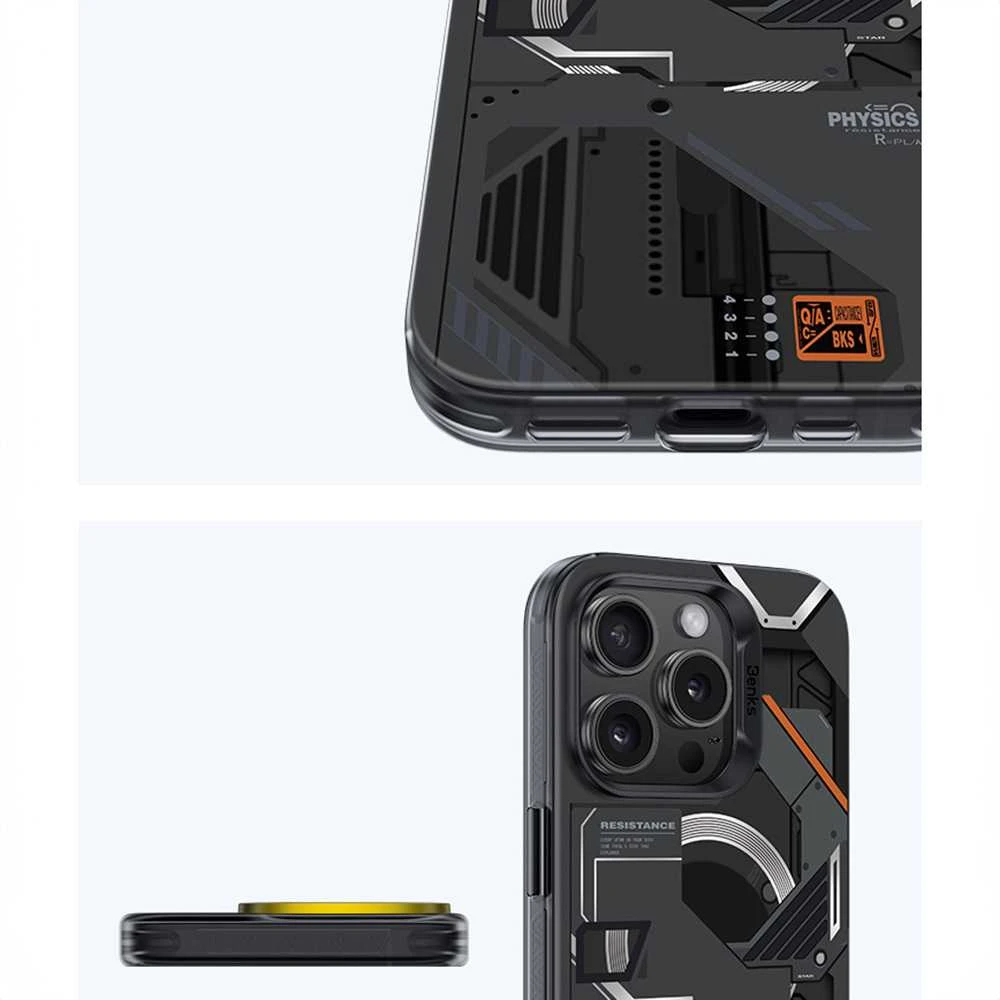 Benks Magnetic Mecha Series dėklas skirtas Apple iPhone 16 Plus juodos spalvos