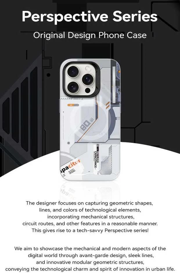 Benks Magnetic Mecha Series dėklas skirtas Apple iPhone 15 Pro baltos spalvos