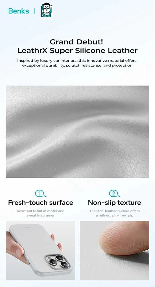 Benks Magnetic Vita Pro silikoninis dėklas skirtas Apple iPhone 16 pilkos spalvos