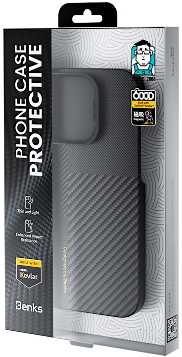 Benks Dėklas Montage Magnetic Armor Air Kevlar PC Frame 600D+1500D (C.K.FL.AP.BK.MB66) skirta Apple iPhone 16 Pro Max juodos spalvos