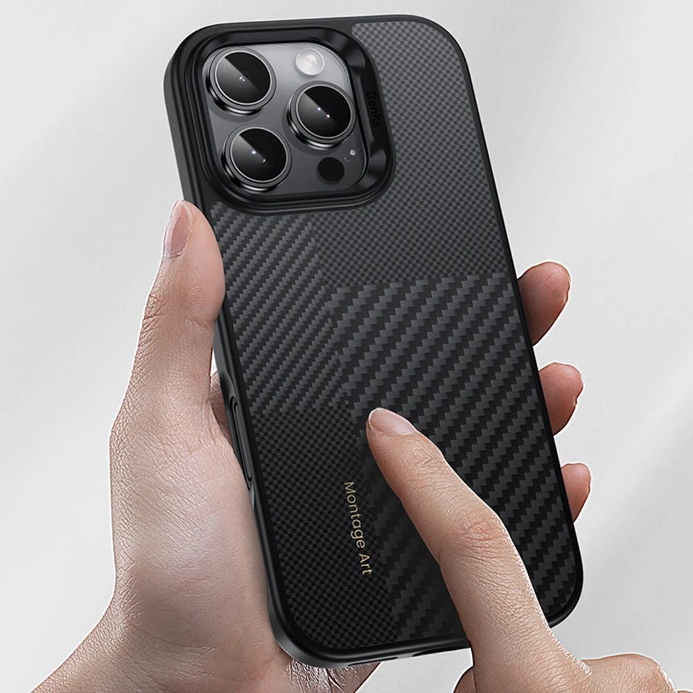 „Benks Montage Magnetic Armor Pro Kevlar“ dėklas, metalinis rėmelis, 600D+1500D, skirtas „iPhone 16 Plus“, juodas