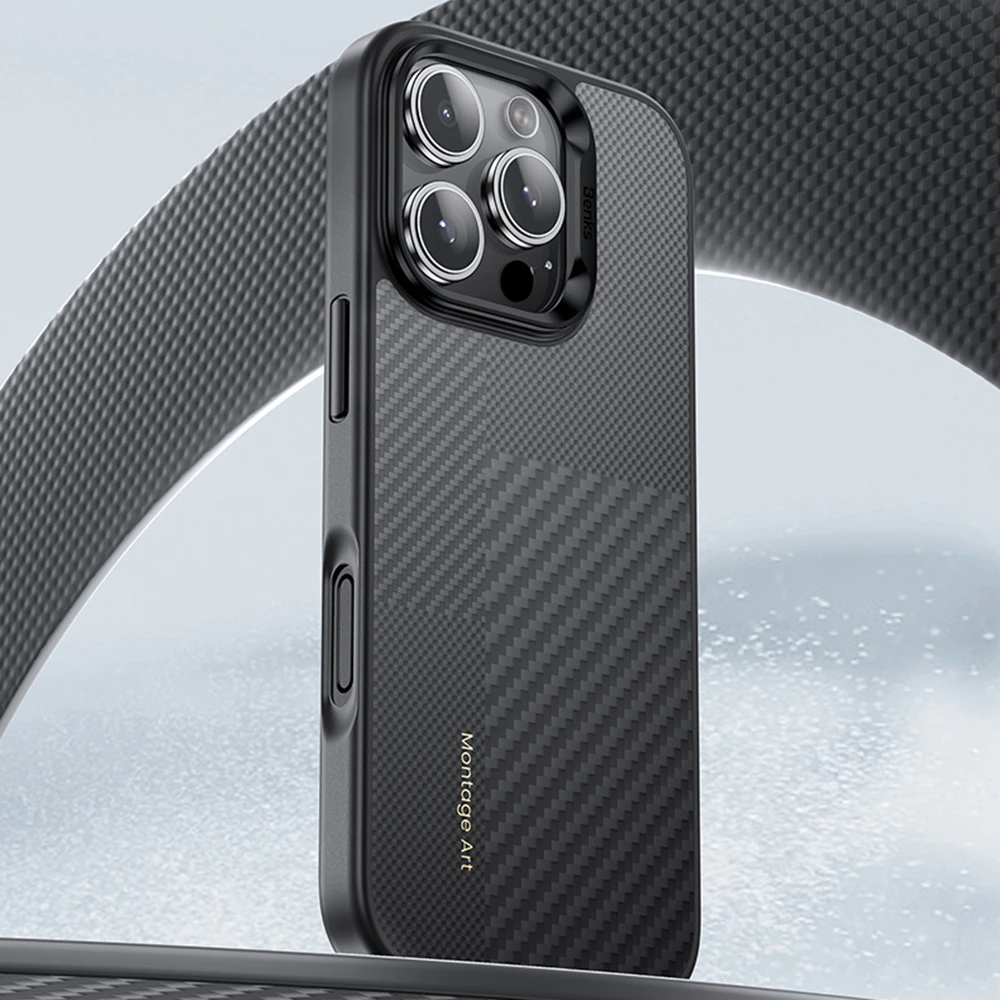 „Benks Montage Magnetic Armor Pro Kevlar“ dėklas, metalinis rėmelis, 600D+1500D, skirtas „iPhone 16 Plus“, juodas