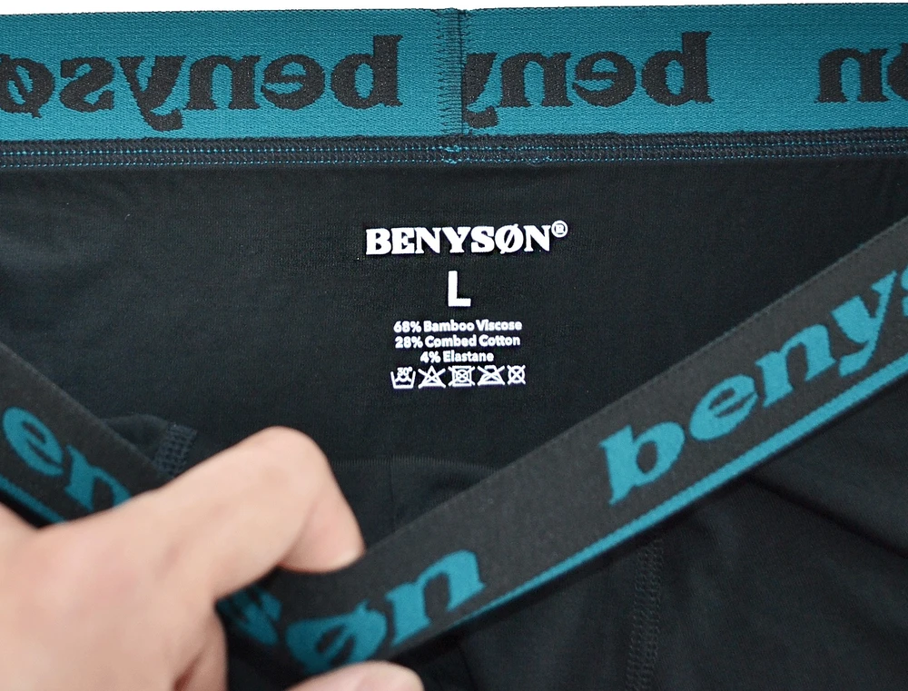 BENYSON bambuko viskozės trumpikės-šortukai vyrams, 3 vnt., juodos, L