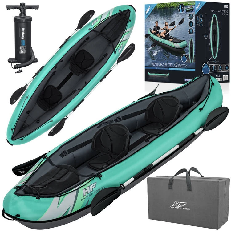 Bestway 2 asmenų kayak Ventura Elite X2 pripučiama valtis Hydro Force irklas 65052